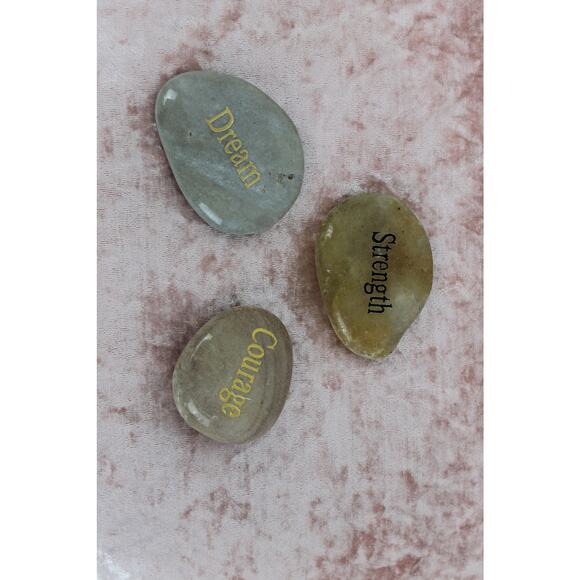 Affirmation Gift Stones Gold Tone Lettering - Picture 2 of 6